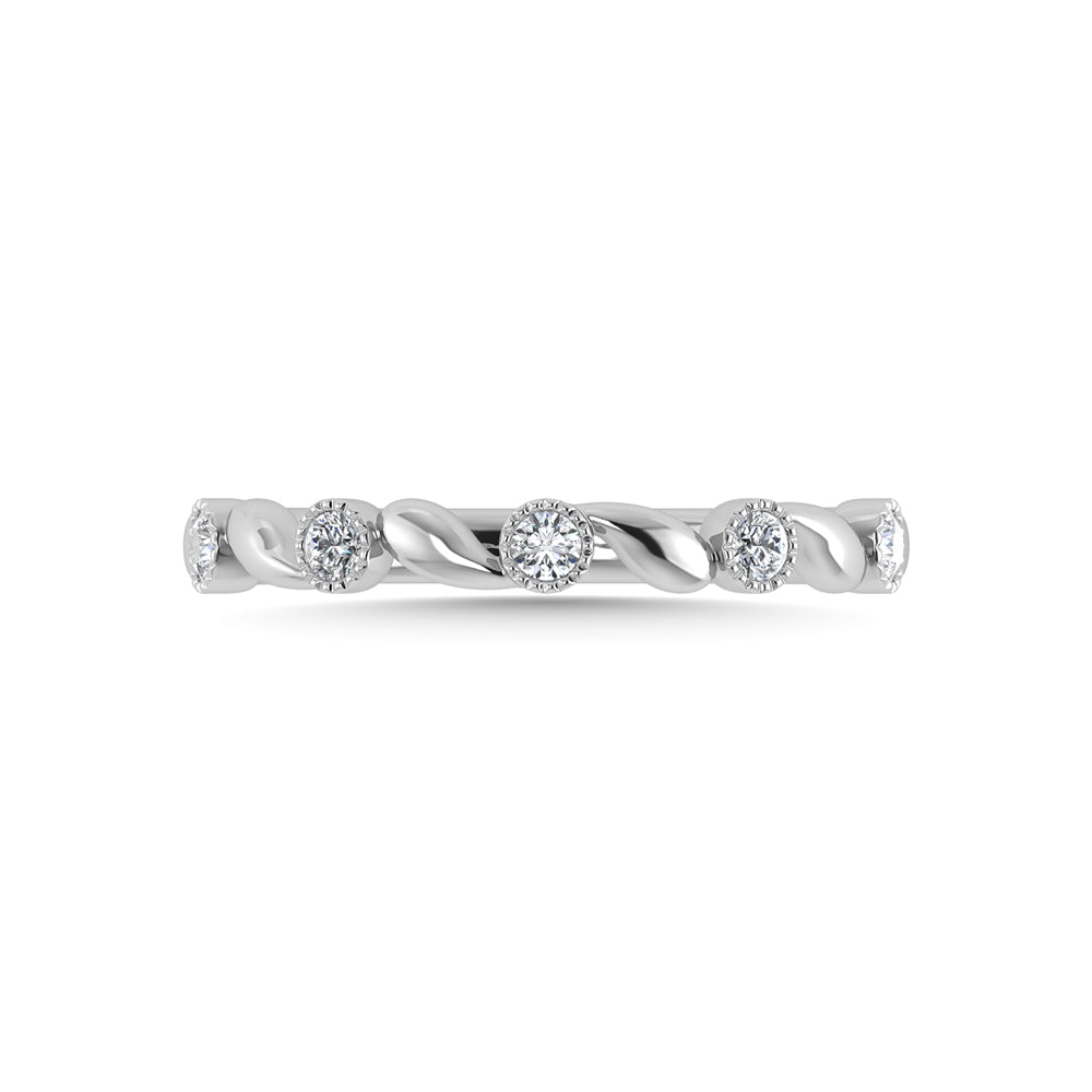 10K White Gold Diamond 1/10 Ct.Tw. Stackable Band