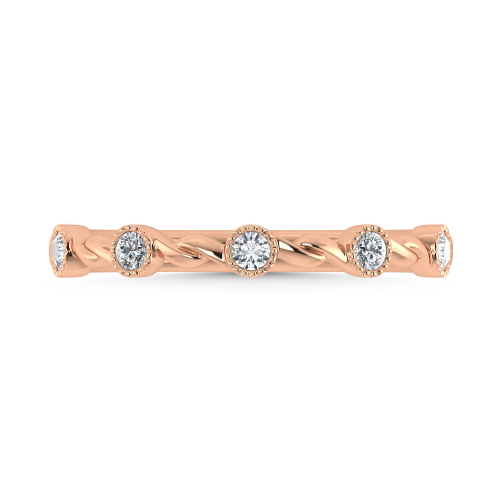 10K Rose Gold Diamond 1/10 Ct.Tw. Stackable Band