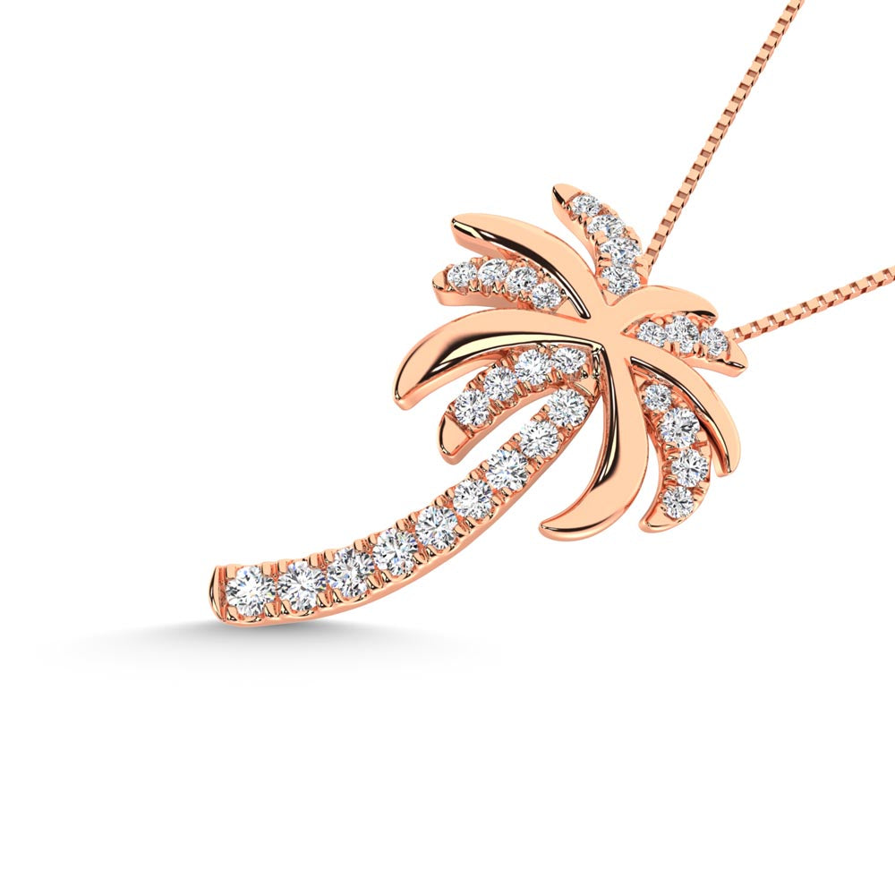 14K Rose Gold Diamond 1/4 Ct.Tw Palm Tree Pendant