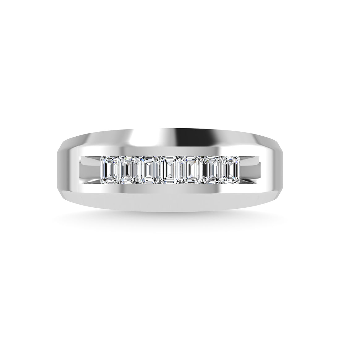 14K White Gold Diamond 5/8 Ct.Tw. Mens Wedding Band