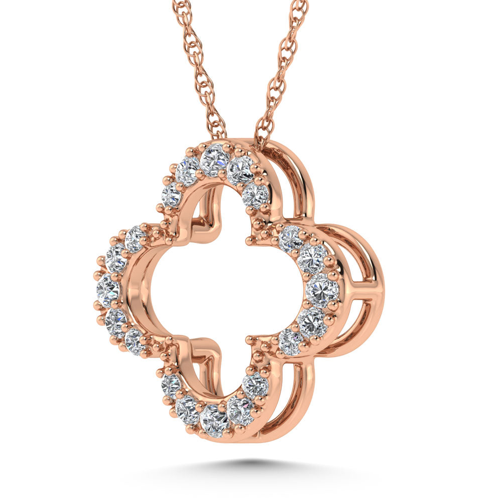 14K Rose Gold Diamond 1/8.Ct. Tw. Four Leaf Clover Pendant