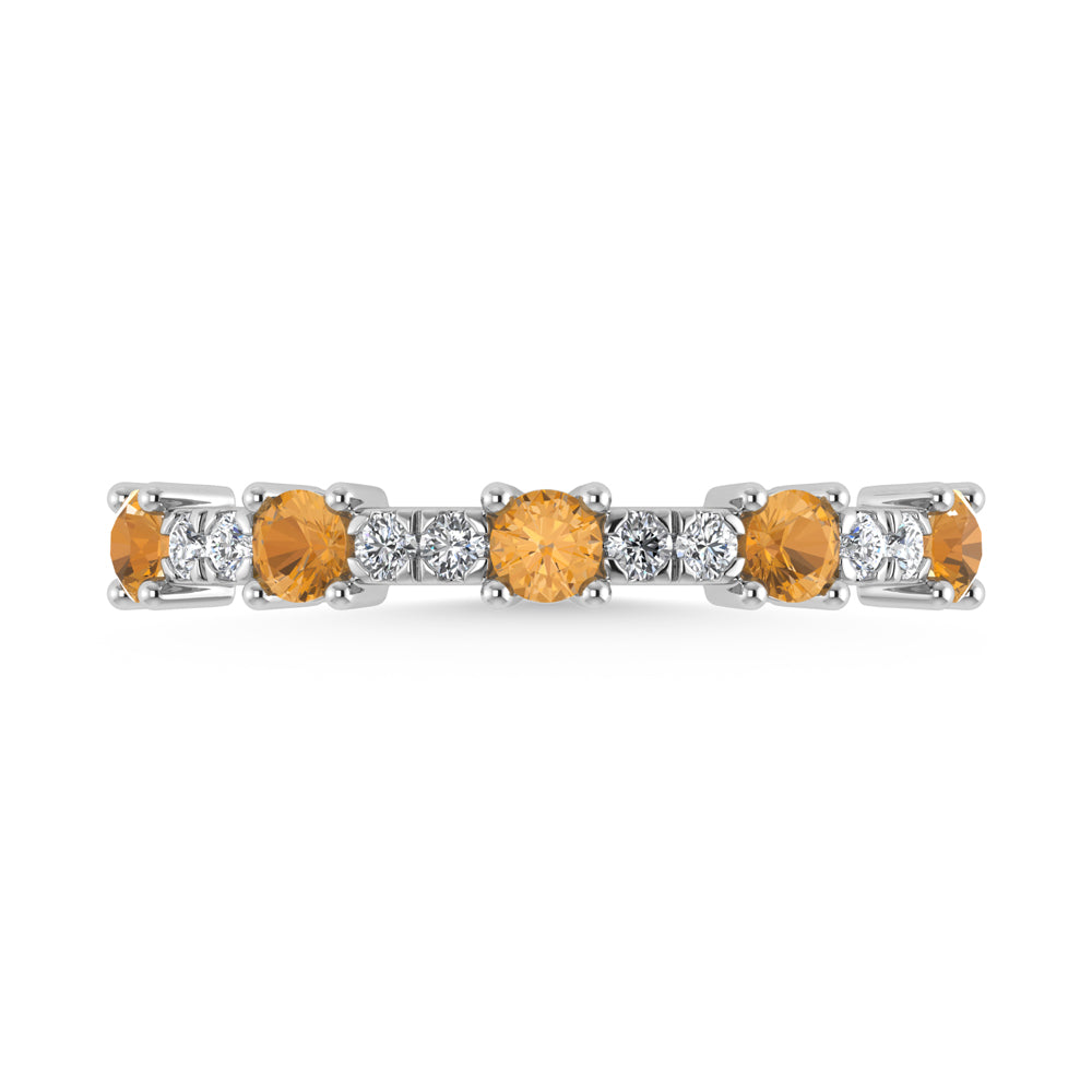 14K White Gold Diamond 1/2 Ct. Tw. Alternate Diamond and Citrine Stackable Band