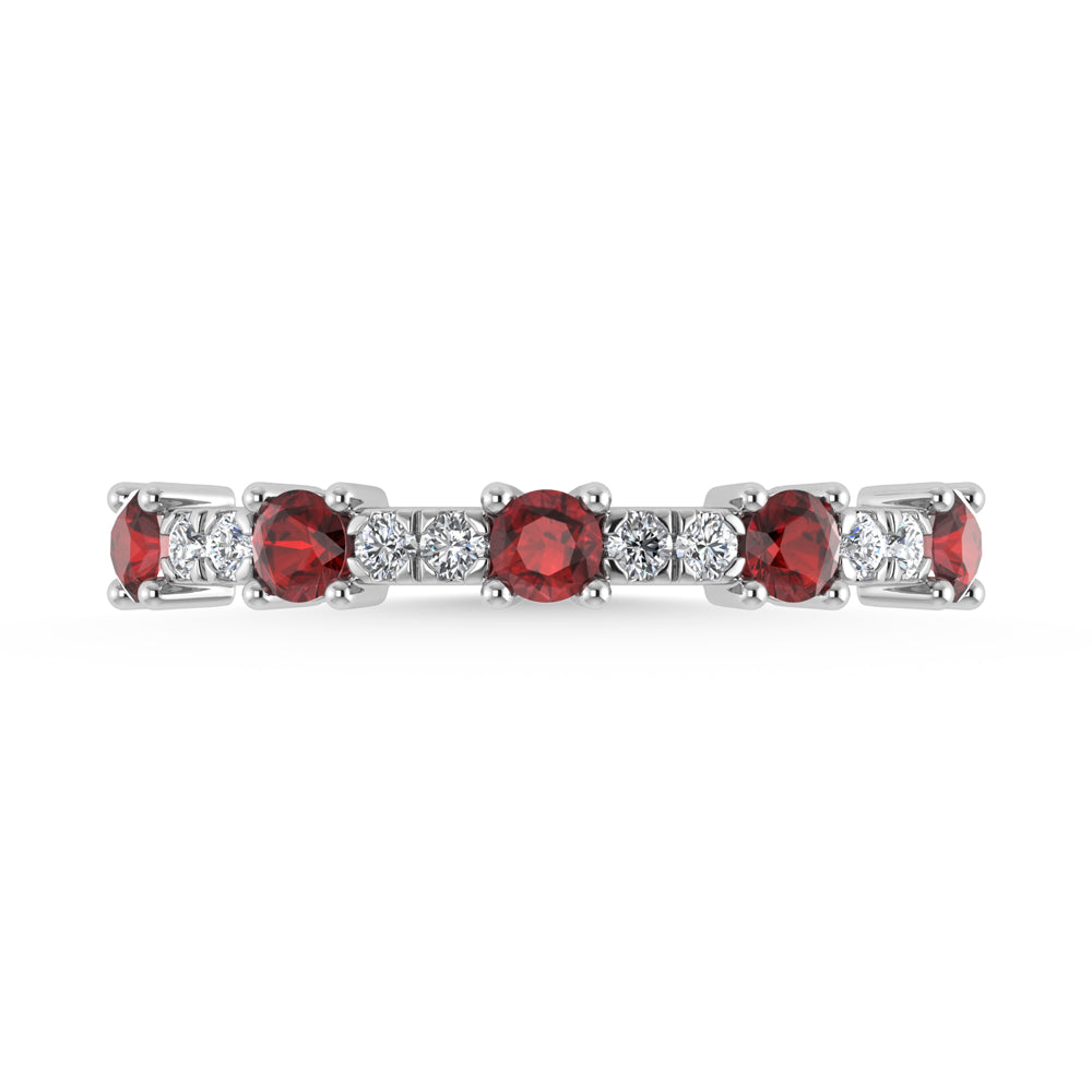 14K White Gold Diamond 1/2 Ct. Tw. Alternate Diamond and Garnet Stackable Band