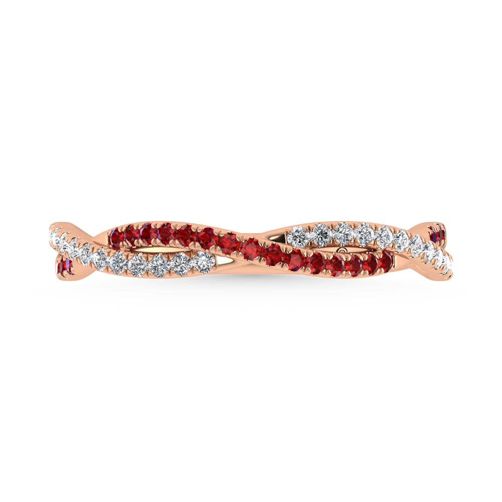 14K Rose Gold Diamond 1/4 Ct. Tw. Diamond and Ruby Band