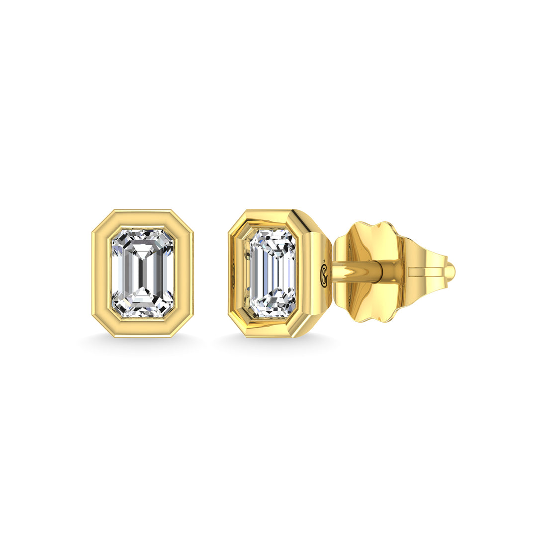 Diamond 1/3 Ct.Tw. Emerald Shape Stud Earrings in 14K Yellow Gold