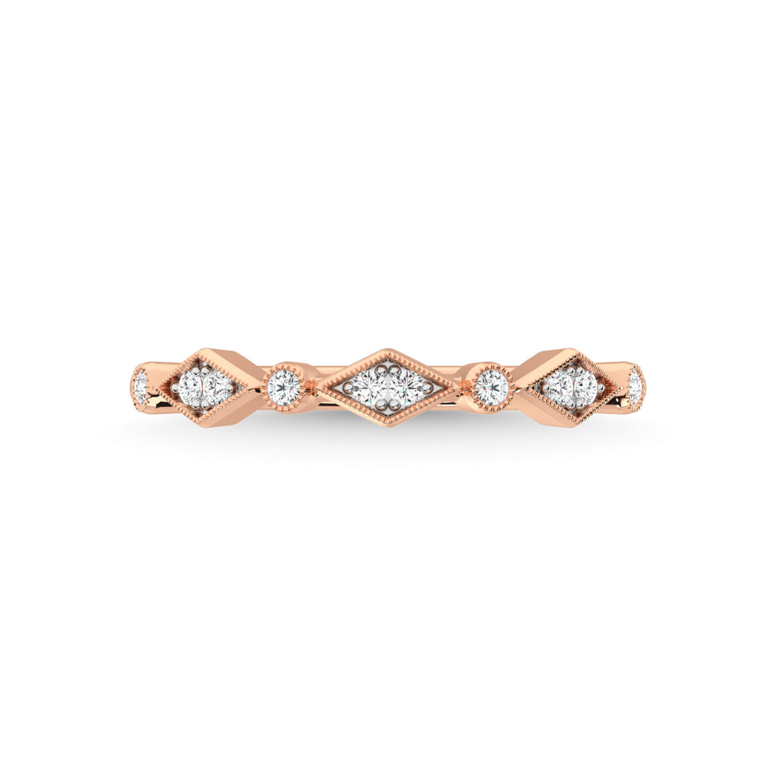 14K Rose Gold Diamond 1/8 Ct.Tw. Stackable Band