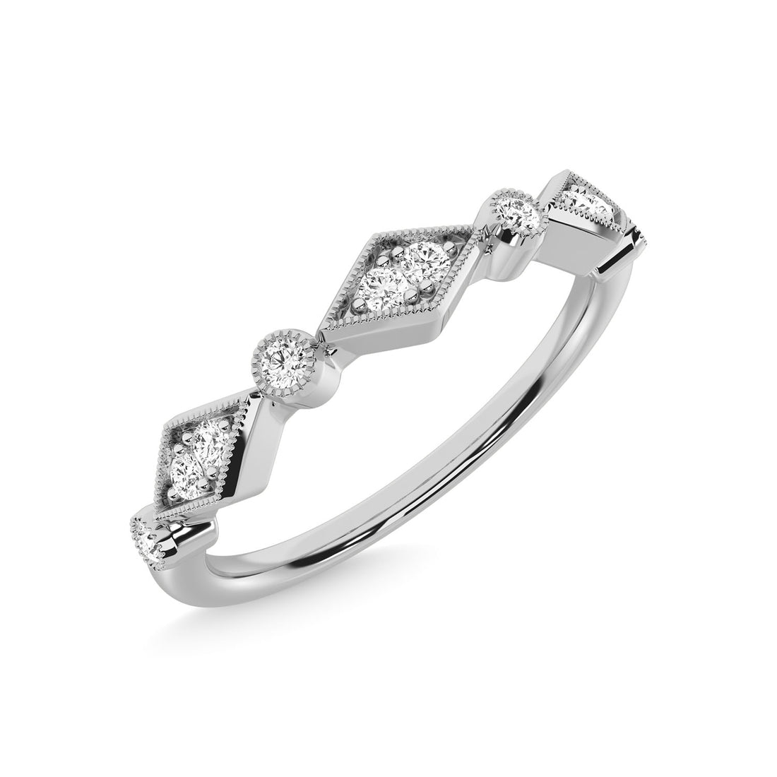 14K White Gold Diamond 1/8 Ct.Tw. Stackable Band