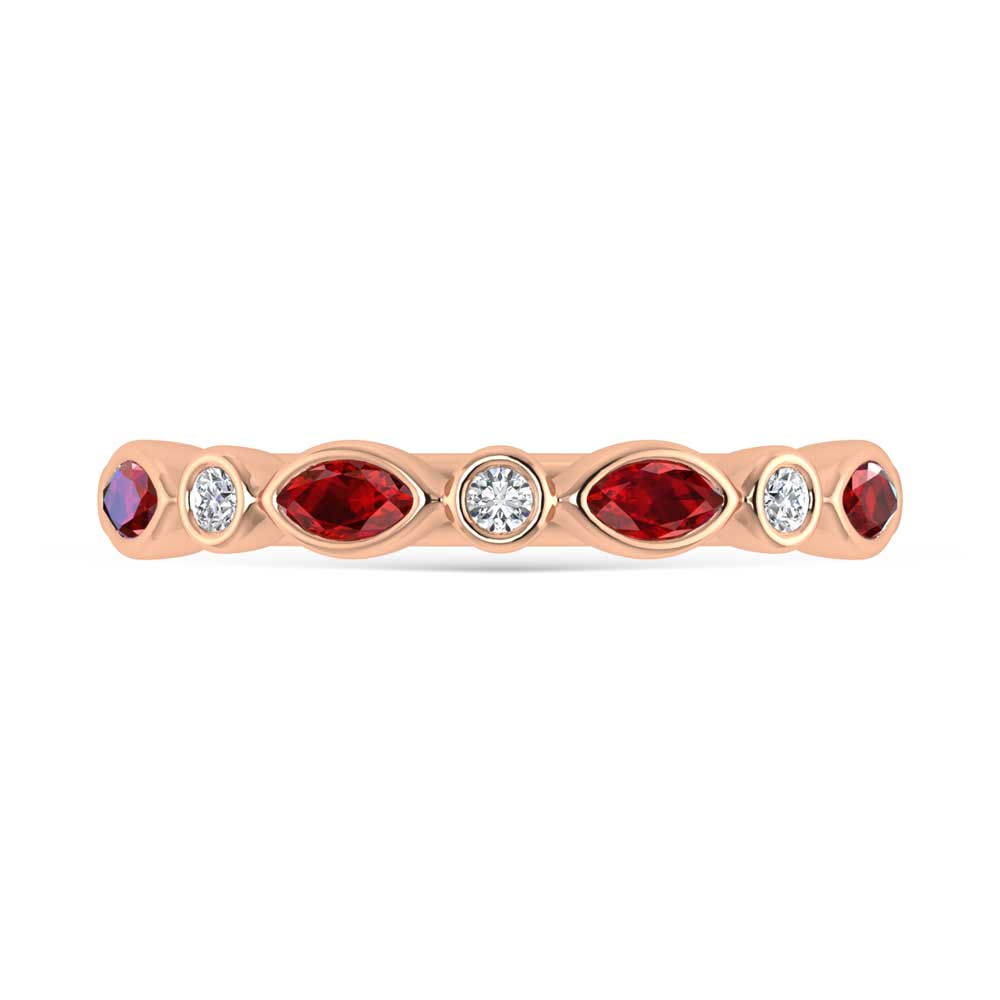 14K Rose Gold Diamond 1/2 Ct.Tw. Ruby and Diamond Band