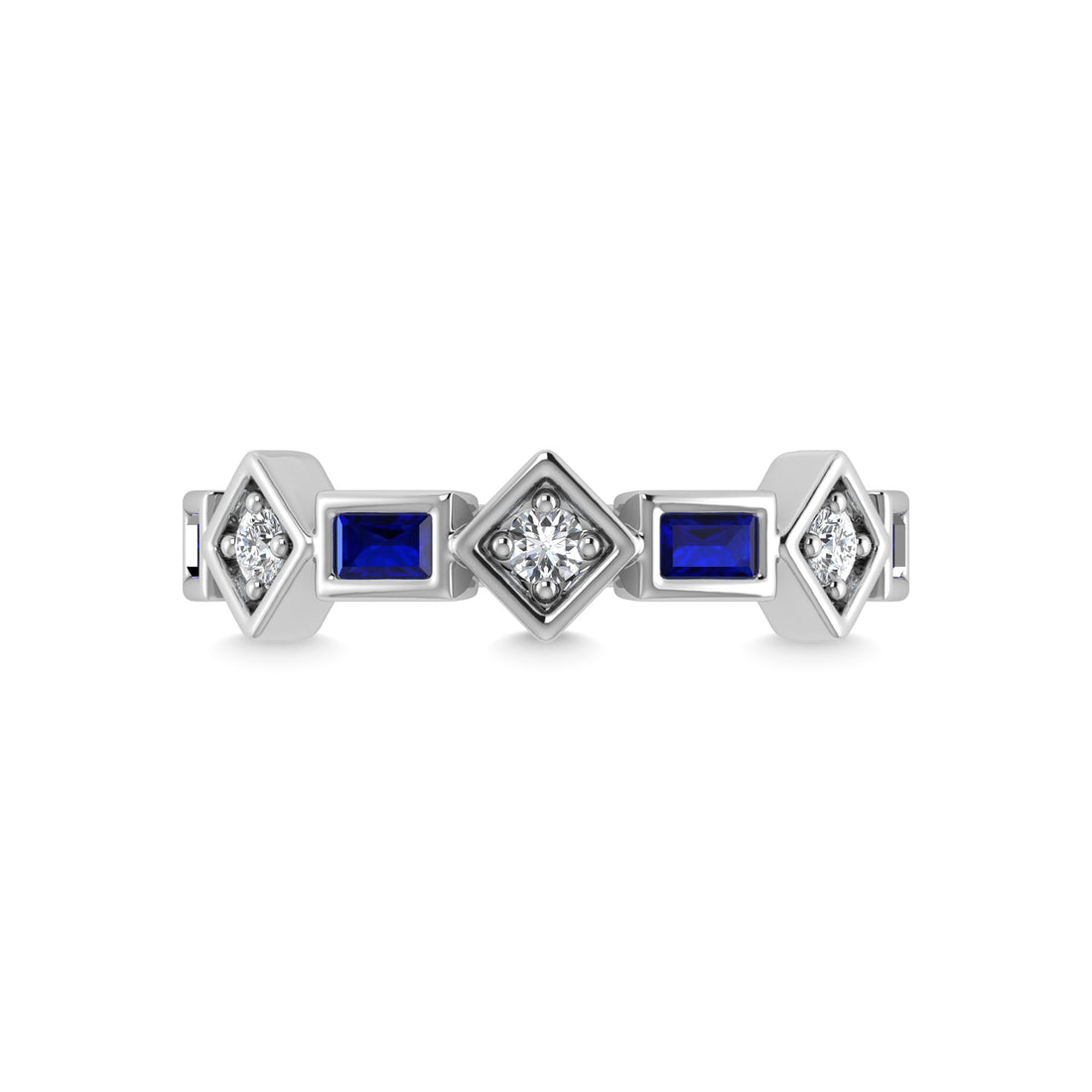 14K White Gold Blue Sapphire & Diamond 7/8 Ct.Tw. Stackable Band