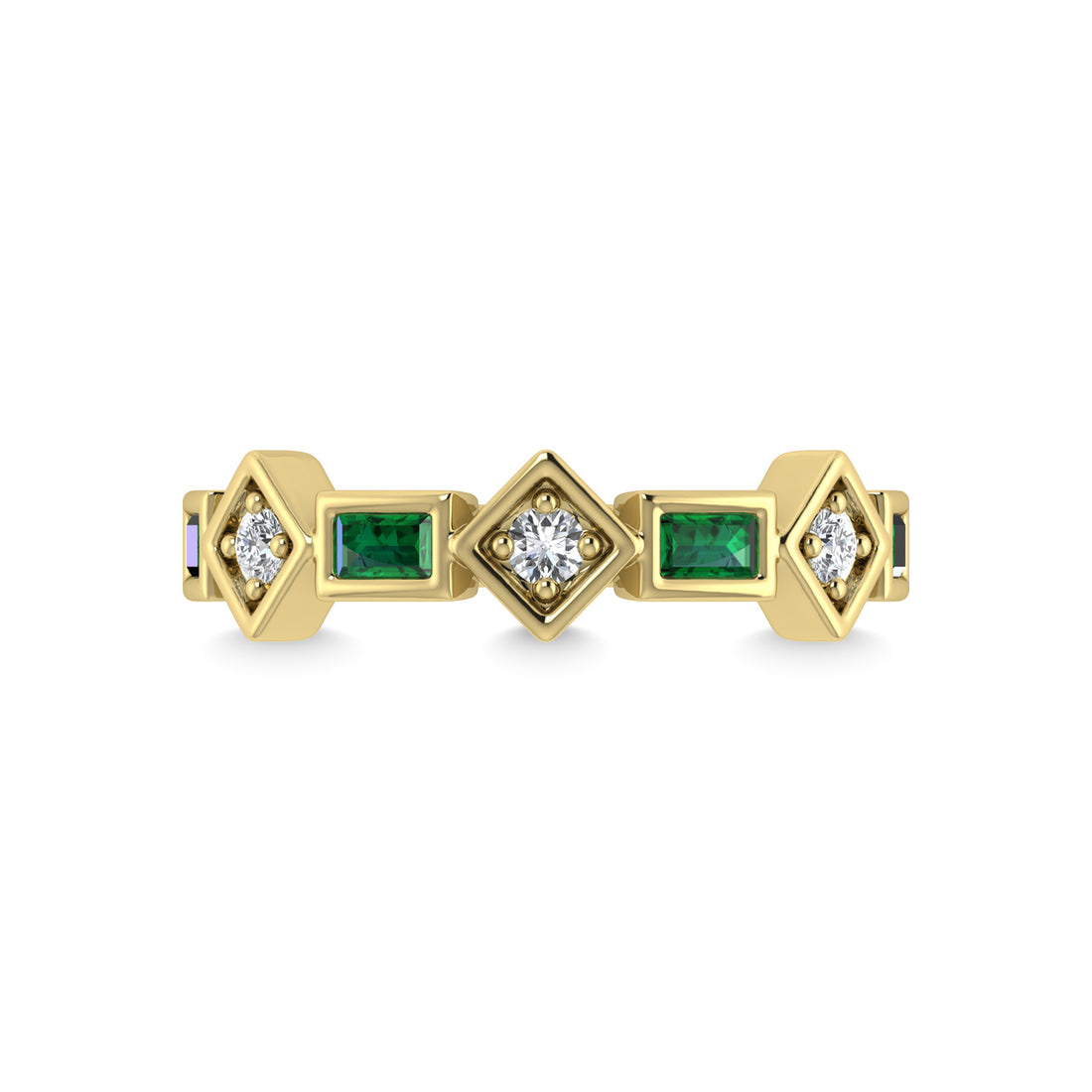 14K Yellow Gold Emerald & Diamond 3/4 Ct.Tw. Stackable Band