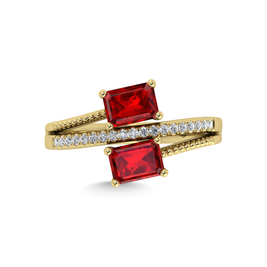 14K Yellow Gold Diamond and Ruby 1 3/8 Ct.Tw. Stackable Band