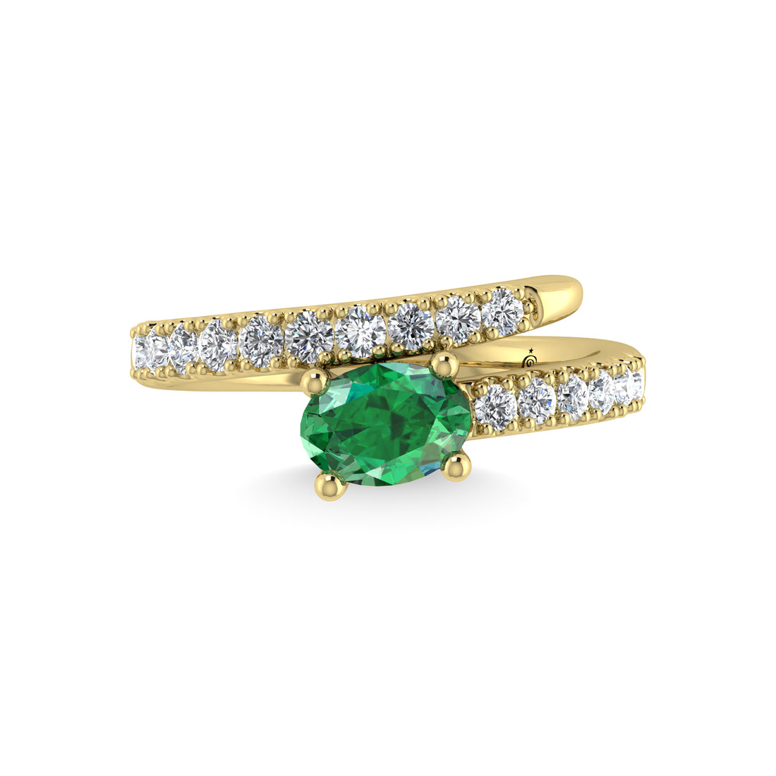 14K Yellow Gold Diamond and Emerald 1 1/3 Ct.Tw. Stackable Band