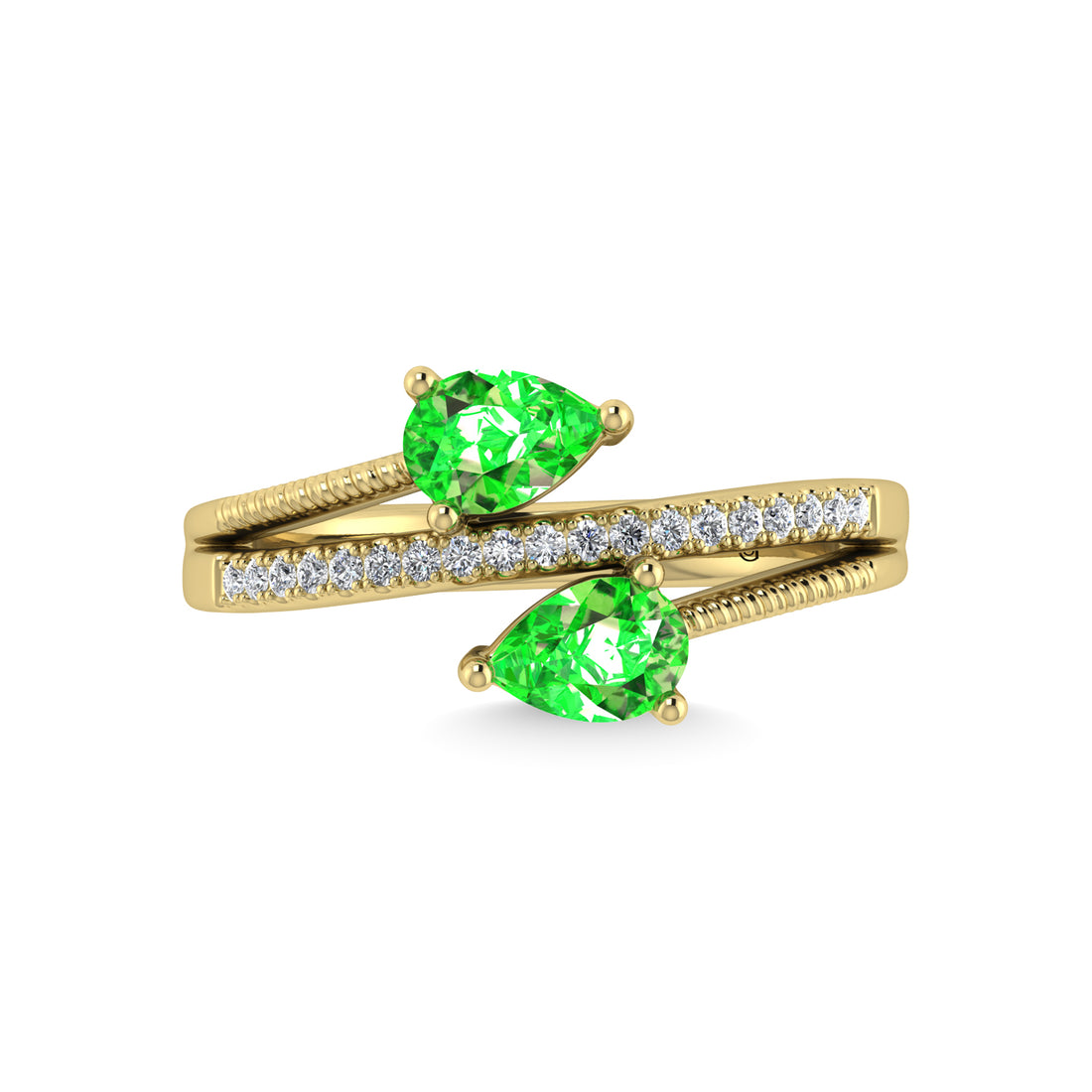 14K Yellow Gold Diamond  and Tsavorite 1 Ct.Tw. Stackable Band