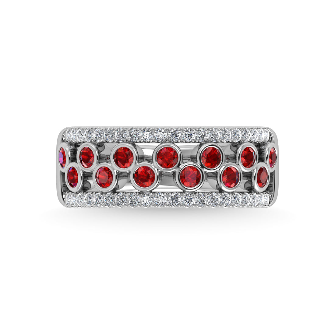 14K White Gold Diamond and Ruby 3/4 Ct.Tw. Fashion Ring