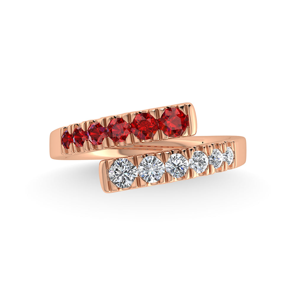 14K Rose Gold Diamond and Ruby 1 Ct.Tw. Fashion Ring