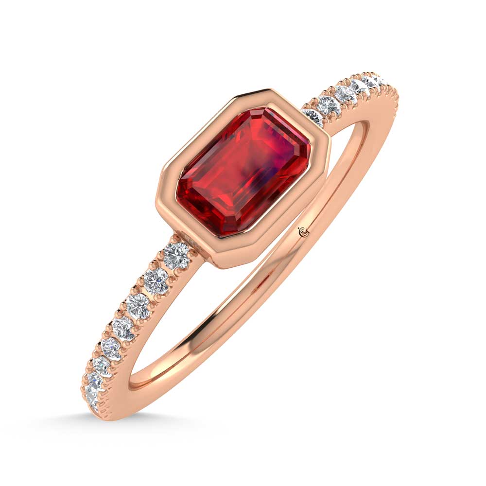 14K Rose Gold Diamond 3/8 Ct.Tw. And Ruby Ring