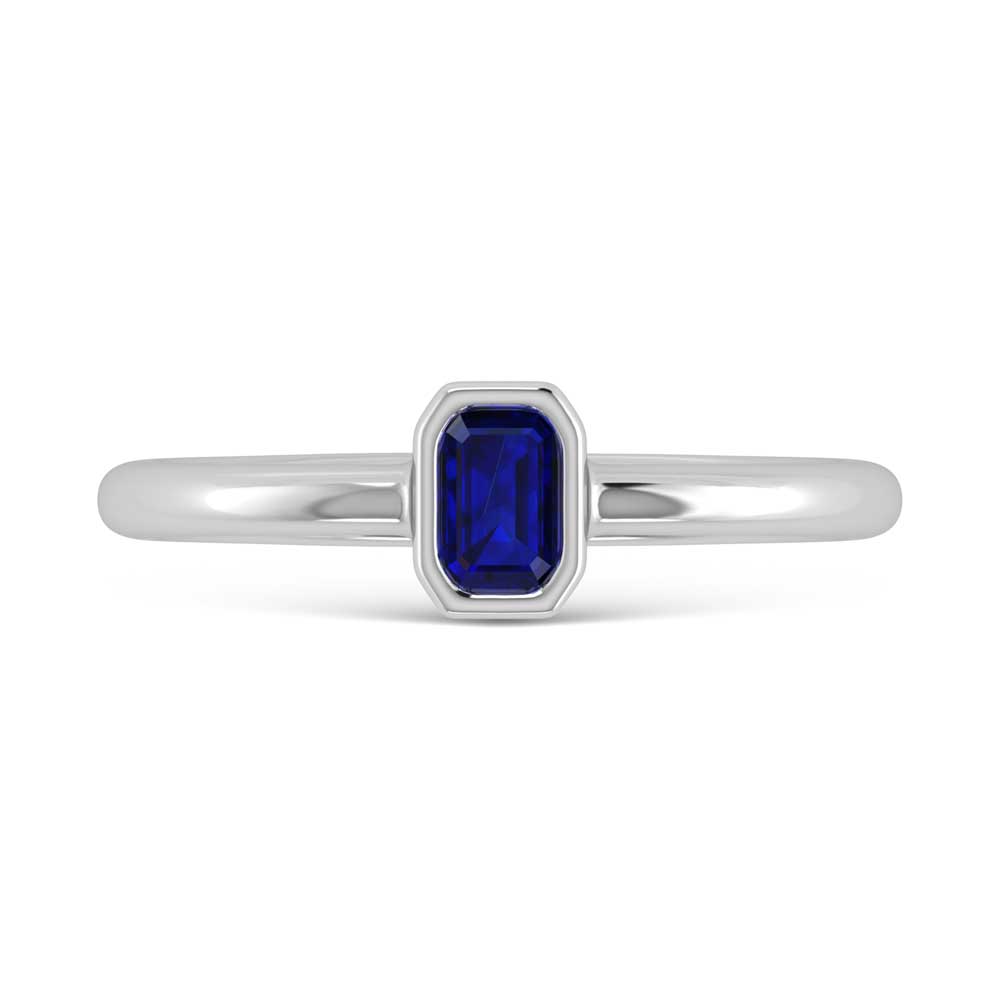 14K White Gold Diamond 1/3 Ct.Tw. And Blue Sapphire Fashion Ring