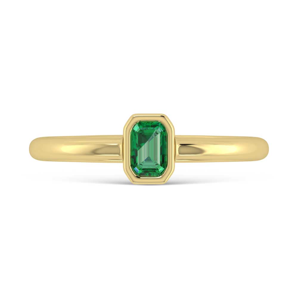 14K Yellow Gold Diamond 1/3 Ct.Tw. And Emerald Fashion Ring