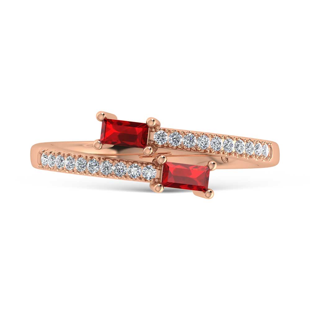 14K Rose Gold Diamond 3/8 Ct.Tw. And Ruby Fashion Ring