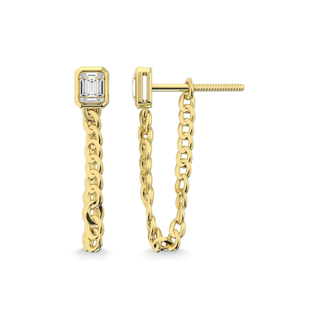 14K Yellow Gold Diamond 1/3 Ct.Tw. Cuban Earrings