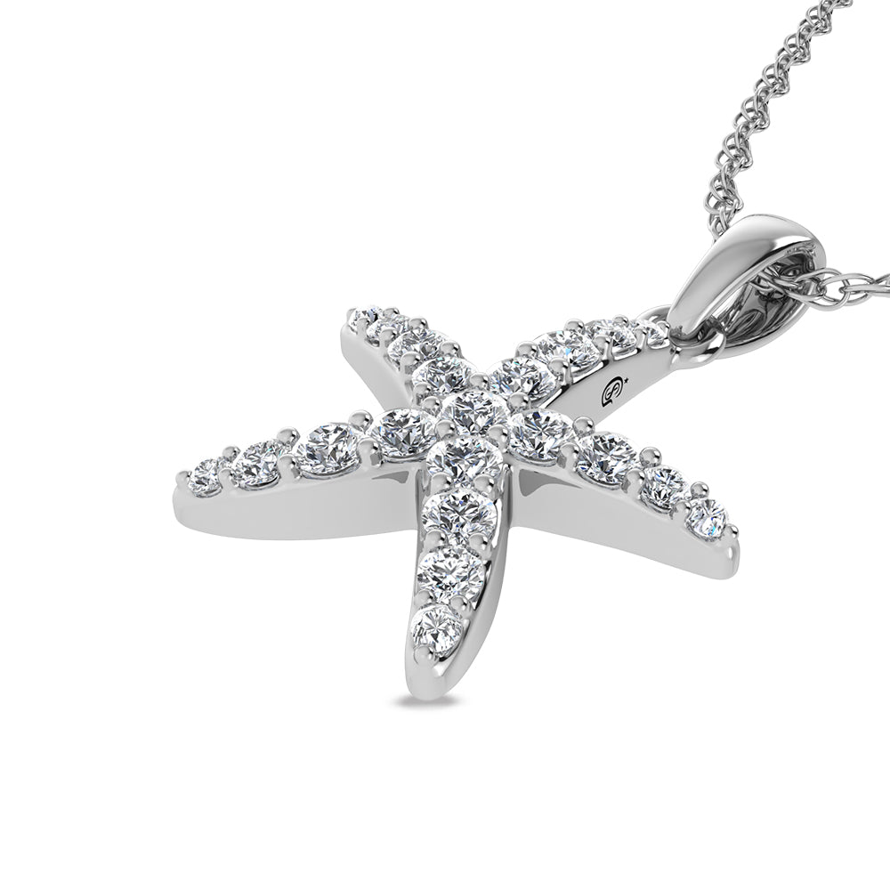 14K White Gold Diamond 1/4 Ct.Tw. Starfish Pendant