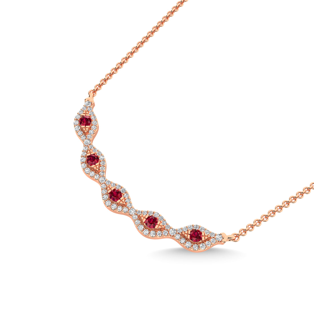 10K Rose Gold Diamond 3/8 Ct.Tw. And Ruby Necklace