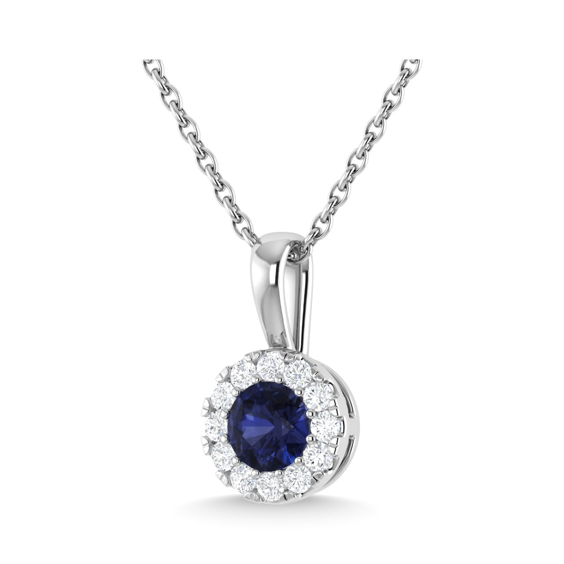 14K White Gold Blue Sapphire and Diamond 1/3 Ct.Tw. Fashion Pendant