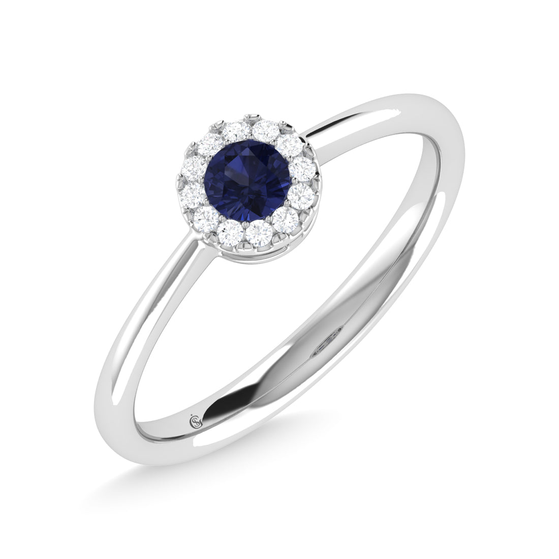 14K White Gold Blue Sapphire and Diamond 1/3 Ct.Tw. Fashion Ring