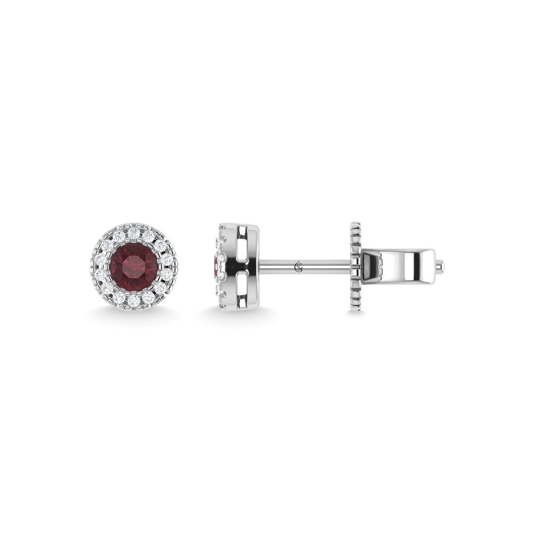 14K White Gold Ruby and Diamond 1/5 Ct.Tw. Fashion Earrings