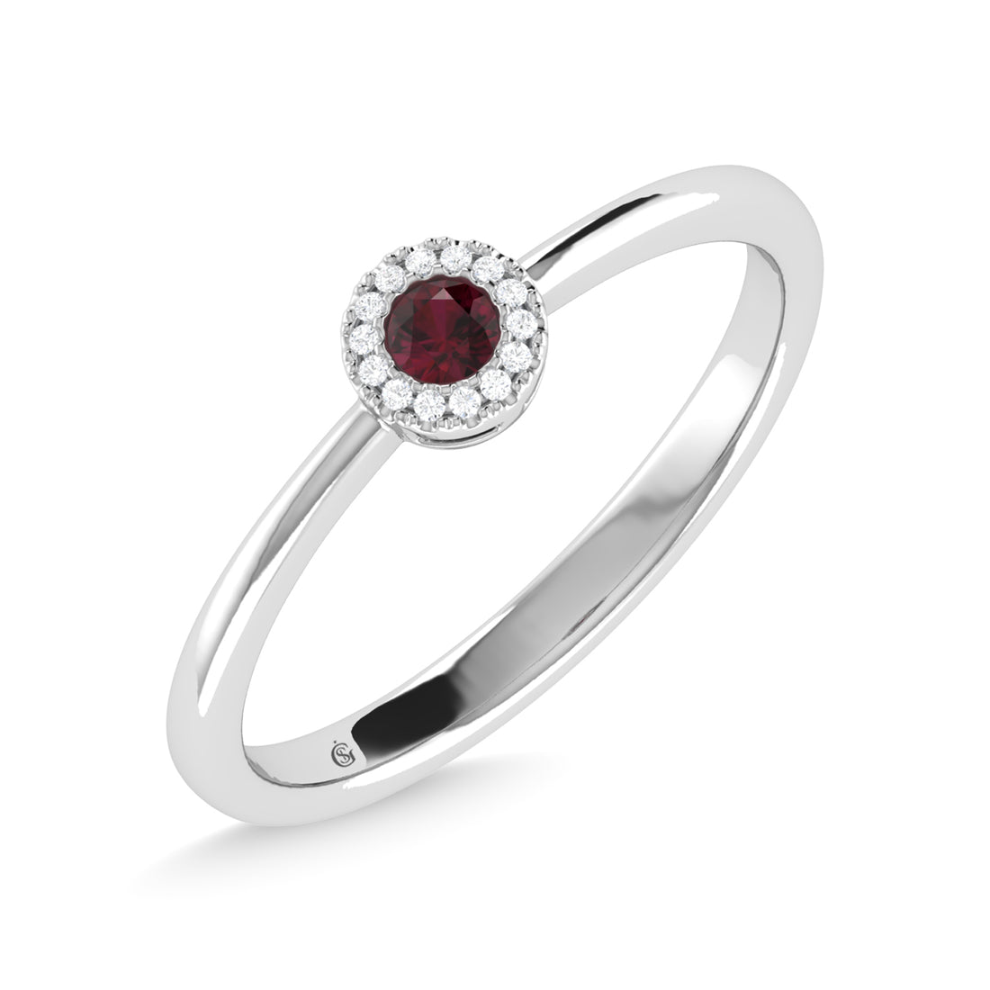 14K White Gold Ruby and Diamond 1/10 Ct.Tw. Fashion Ring