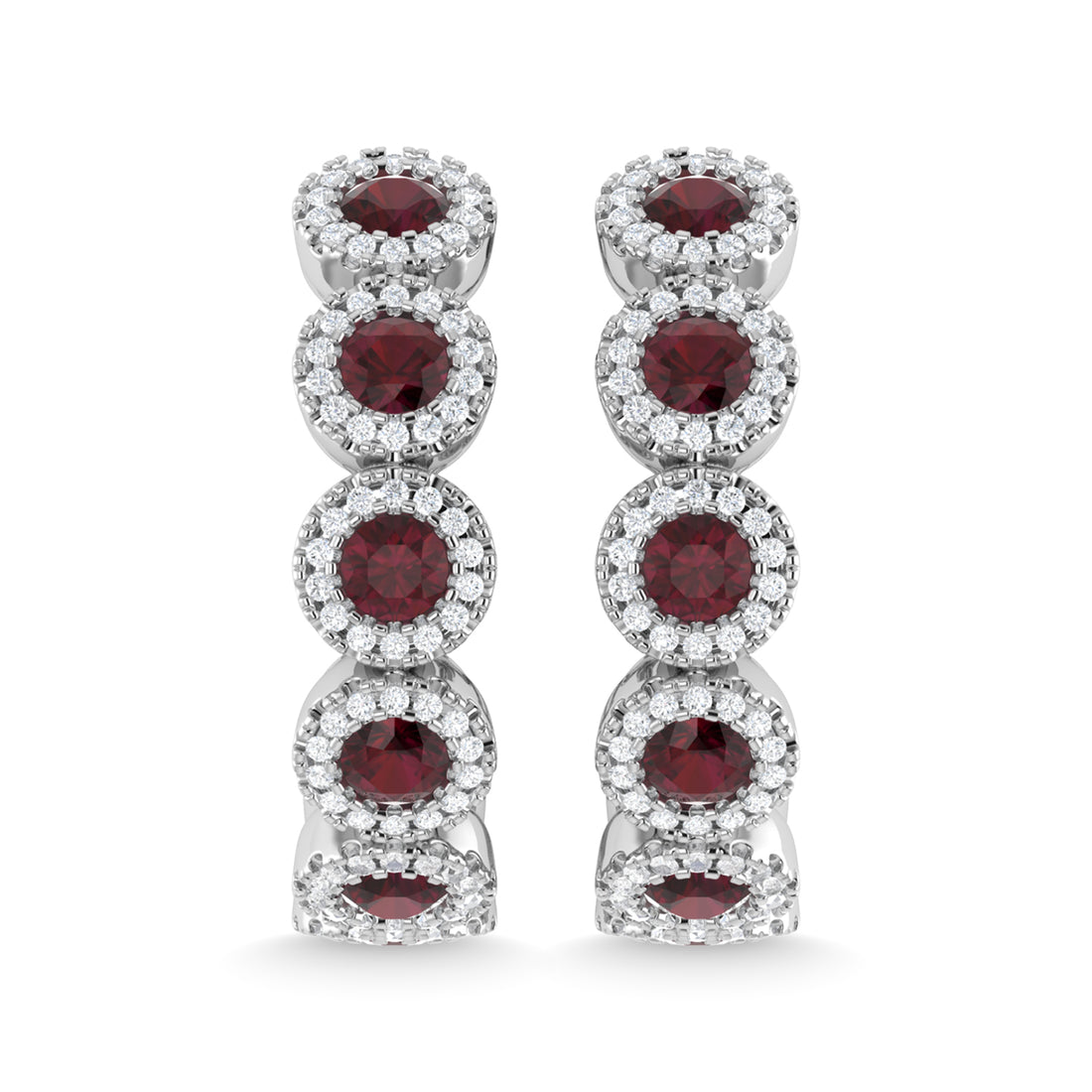 14K White Gold Ruby and Diamond 1 1/4 Ct.Tw. Fashion Earrings