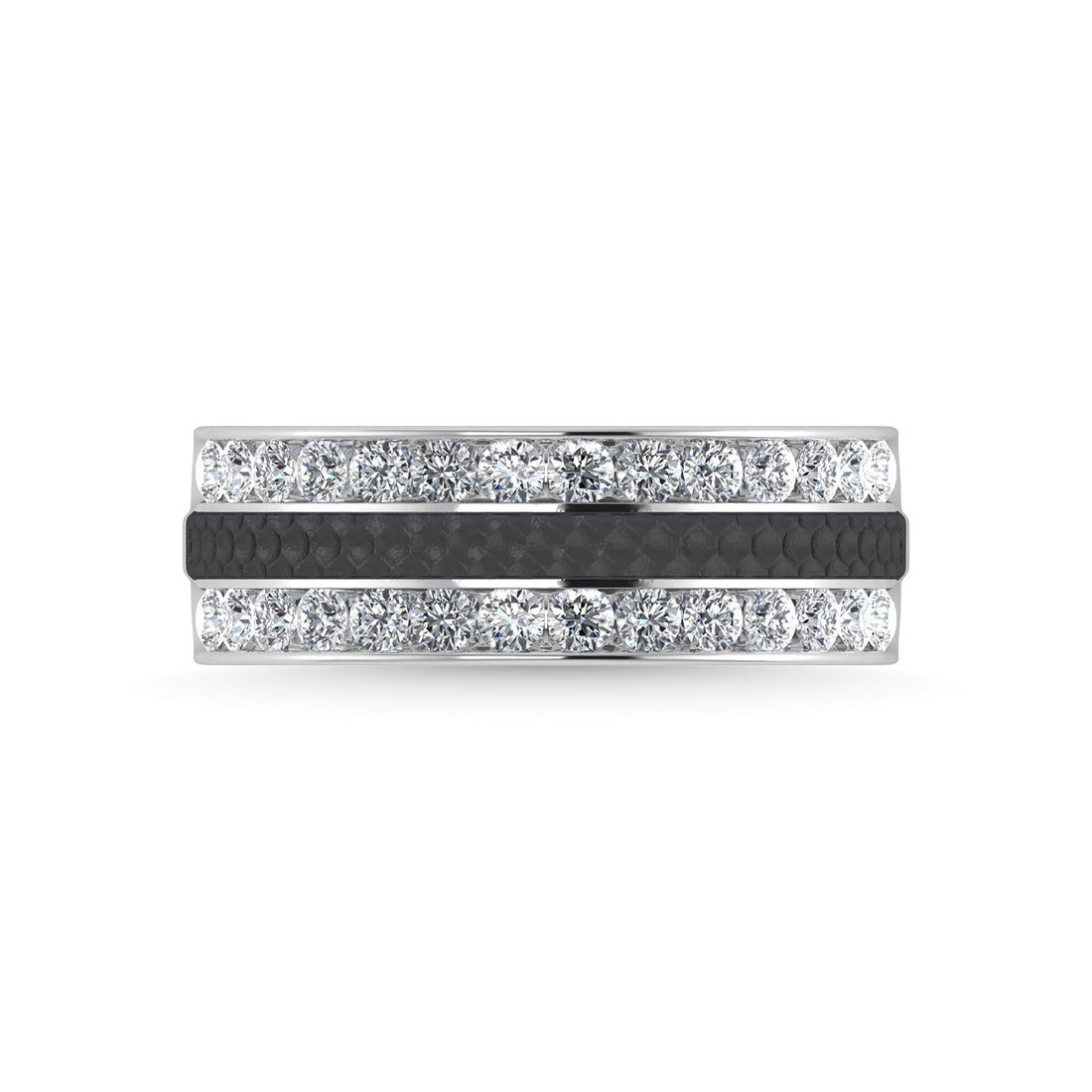 14K White Gold Diamond 1 Ct.Tw. With Black Rhodium Facet Mens Machine Band