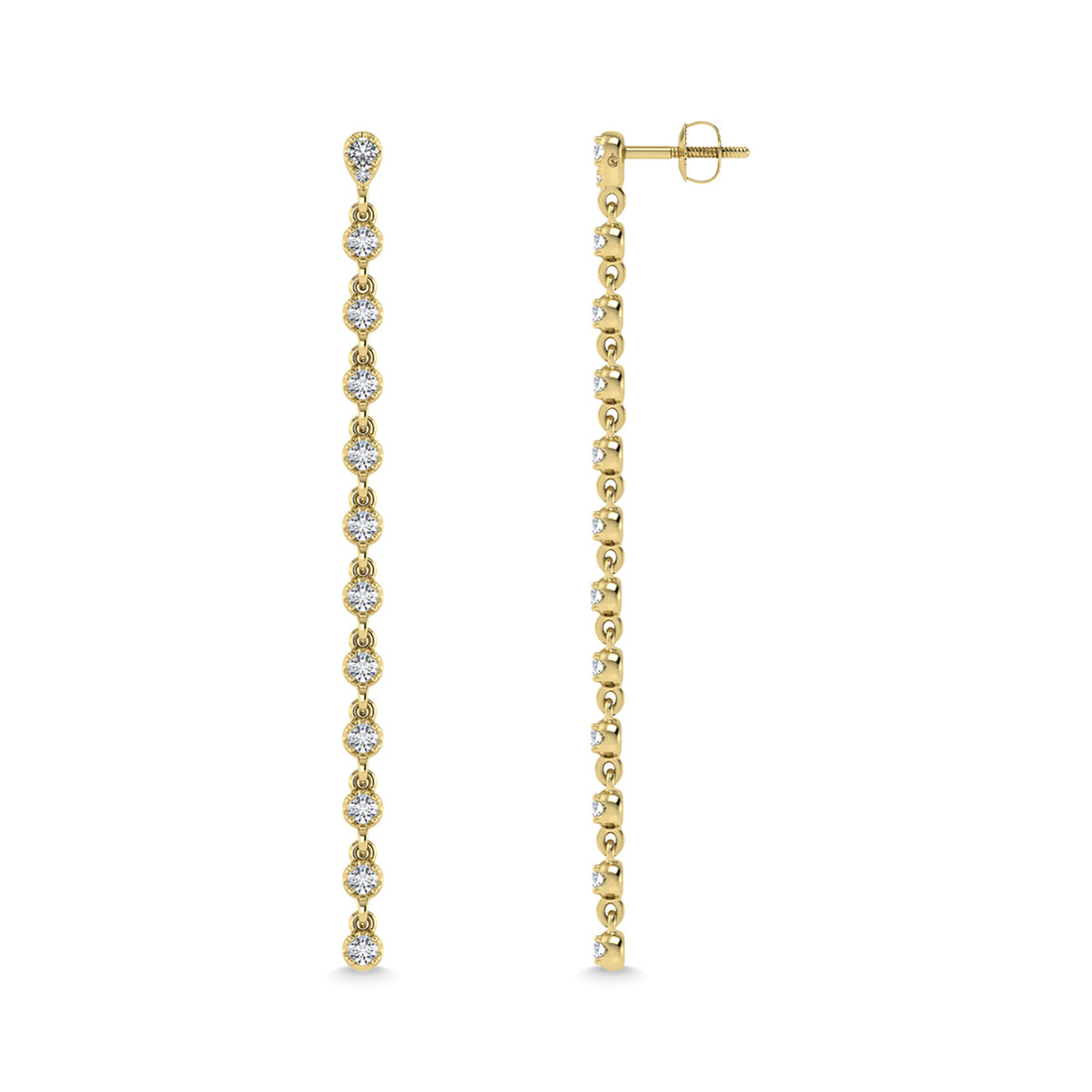 14K Yellow Gold Diamond 3/4 Ct.Tw. Dangle Earrings