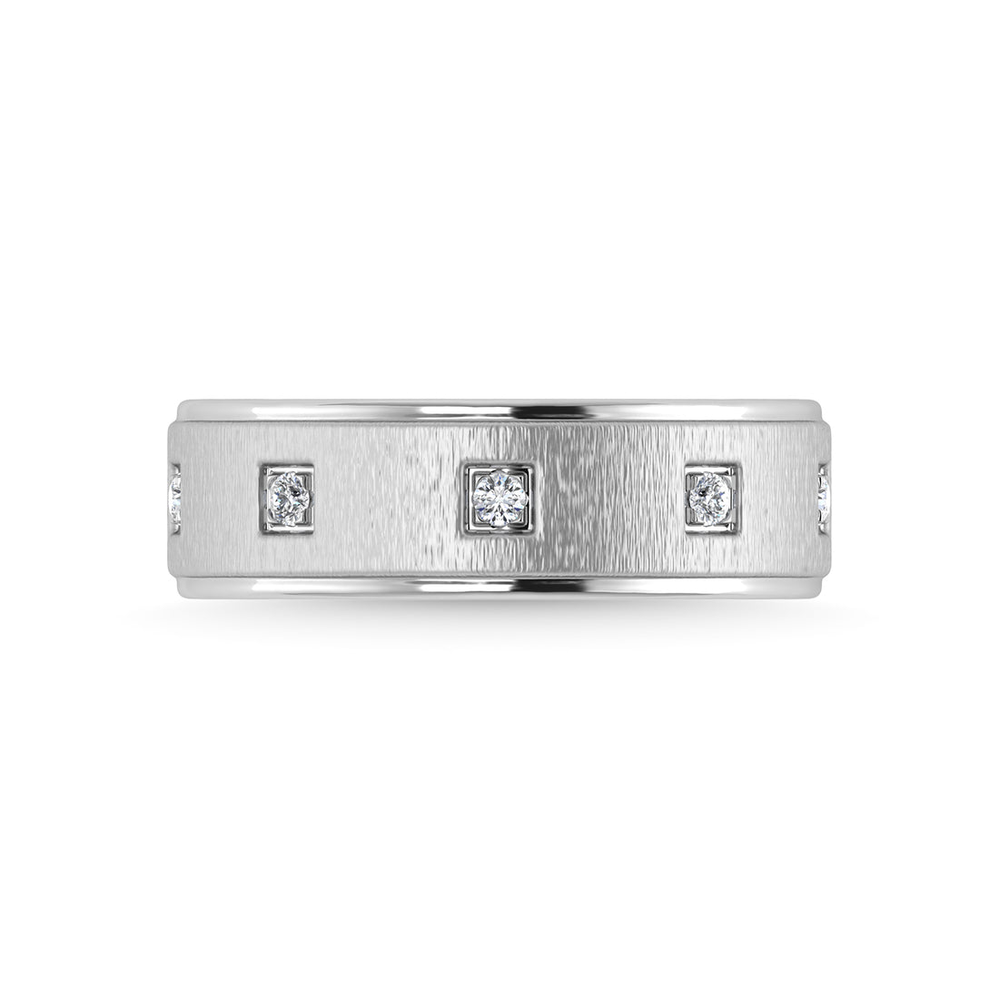 14K White Gold Diamond 1/8 Ct.Tw. Mens Machine Band