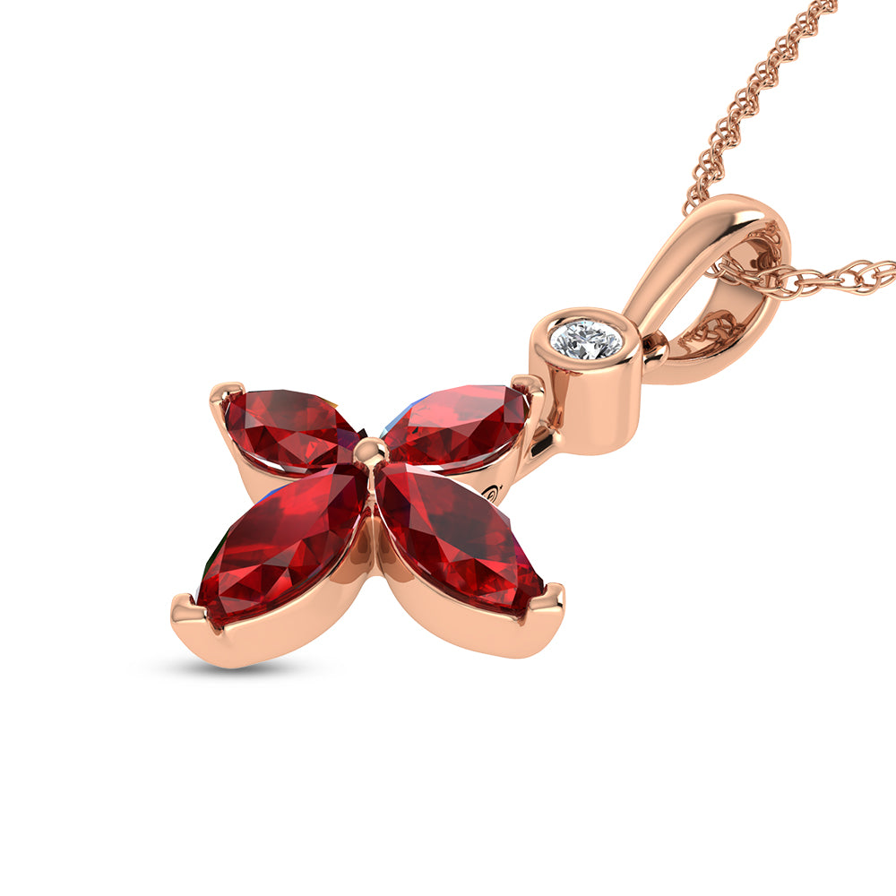 14K Rose Gold Diamond 1 1/4 Ct.Tw. & Ruby Fashion Pendant