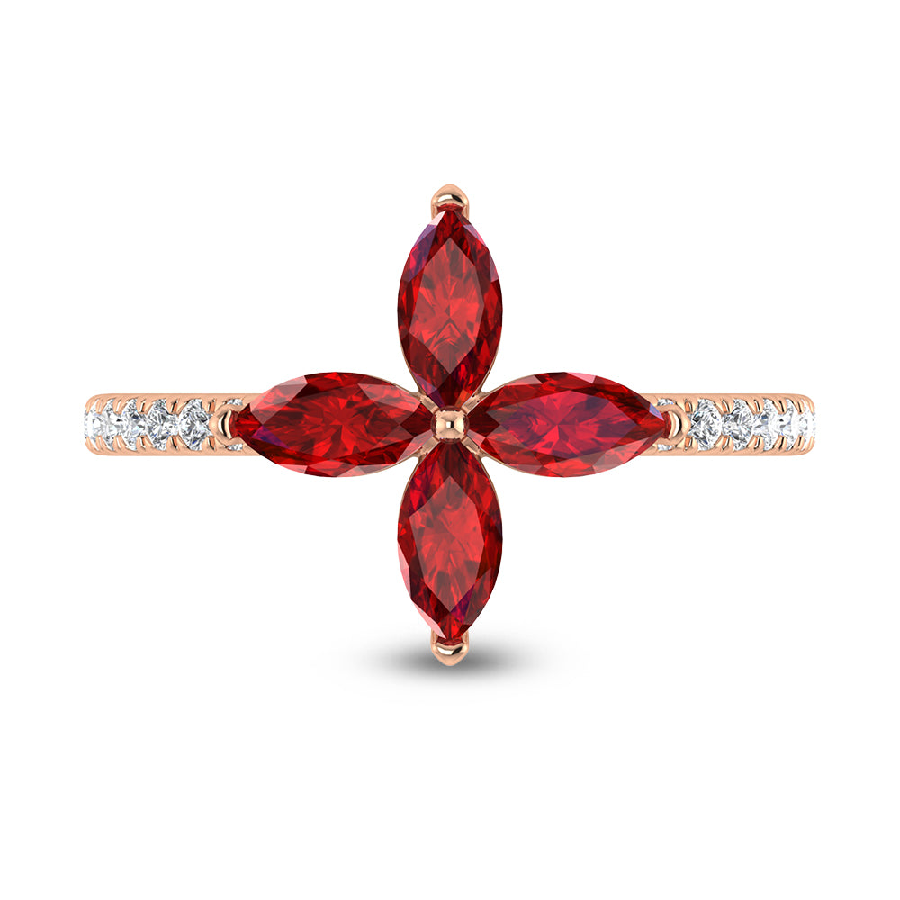 14K Rose Gold Diamond 1 1/3 Ct.Tw. & Ruby Fashion Ring