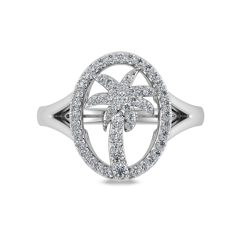 14K White Gold Diamond 1/3 Ct.Tw. Palm Tree Ring