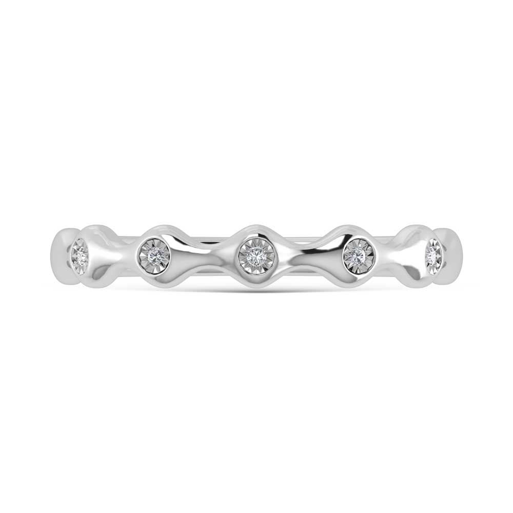 14K White Gold  Diamond 1/20 Ct.Tw. Stackable Band