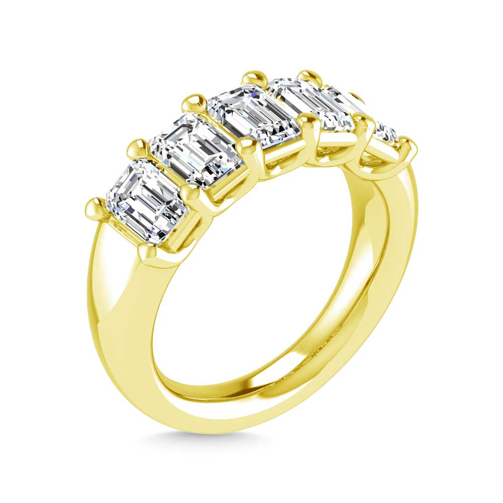 14K Yellow Gold 1 CT Tw. Emerald Shape Lab Grown Diamond Five Stone Anniversary Band