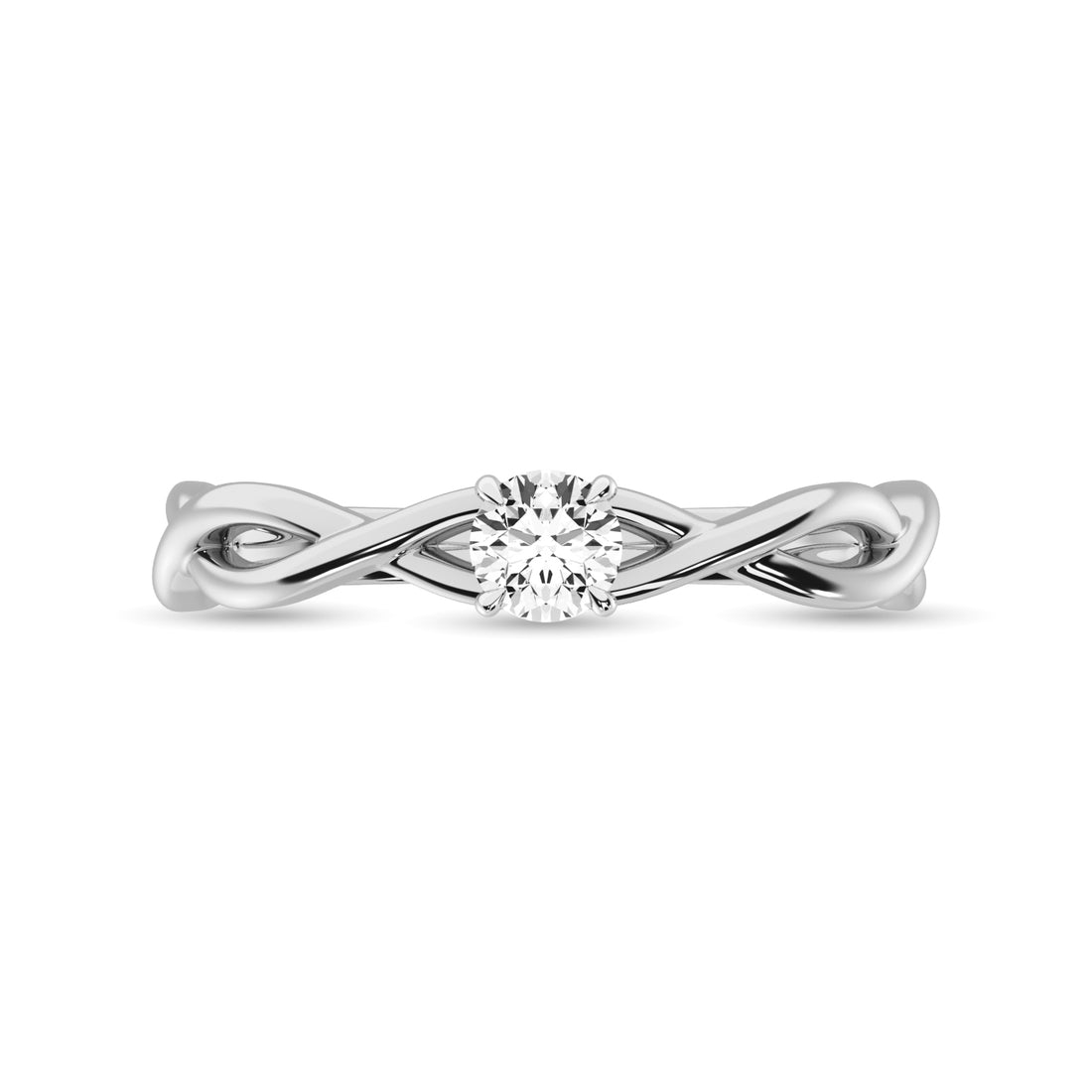 Diamond 1/3 Ct.Tw.Twist Shank Solitaire Engagement Ring in 14K White Gold