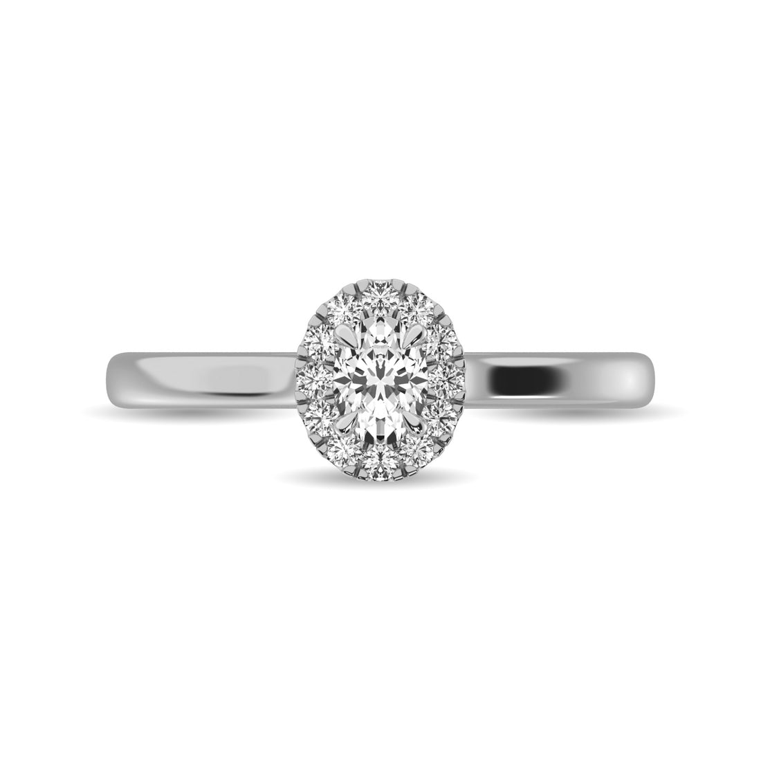 Diamond 3/8 Ct.Tw. Oval Center Halo Engagement Ring in 10K White Gold