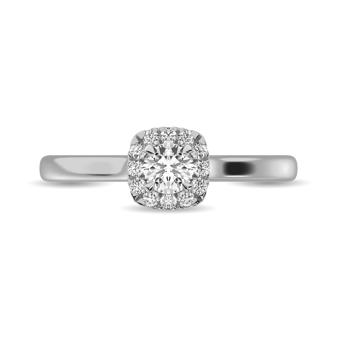 Diamond 3/8 Ct.Tw. Round Cushion Center Halo Engagement Ring in 10K White Gold