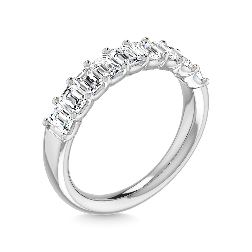 14K White Gold 1 Ct.Tw. Emerald Shape Lab Grown Diamond Half Way Eternity Band