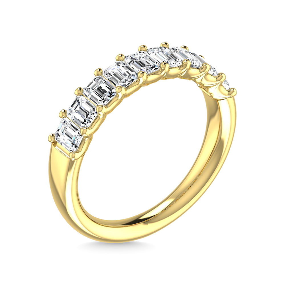 14K Yellow Gold 1 Ct.Tw. Emerald Shape Lab Grown Diamond Half Way Eternity Band