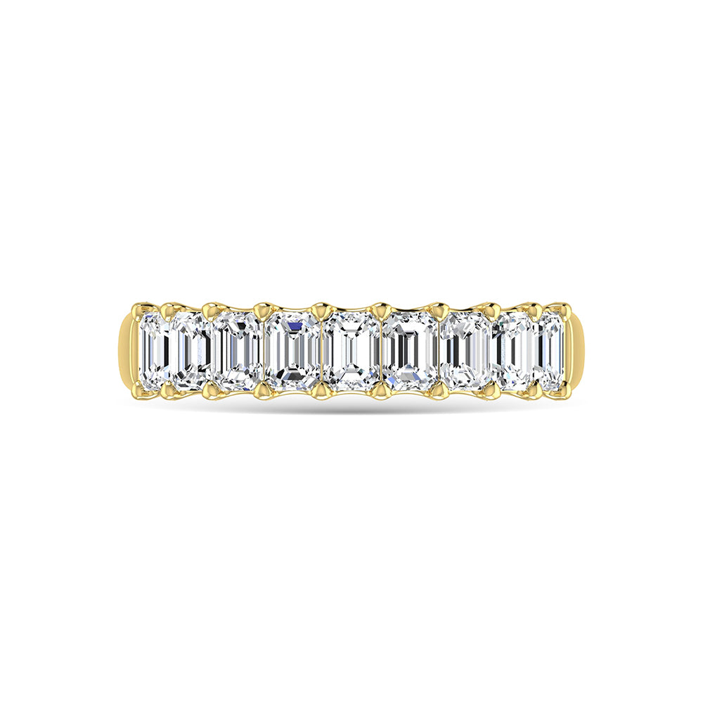 14K Yellow Gold Lab Grown Diamond 1 3/4 Ct.Tw. Emerald Shape Half Way wedding Band (size 6.5)