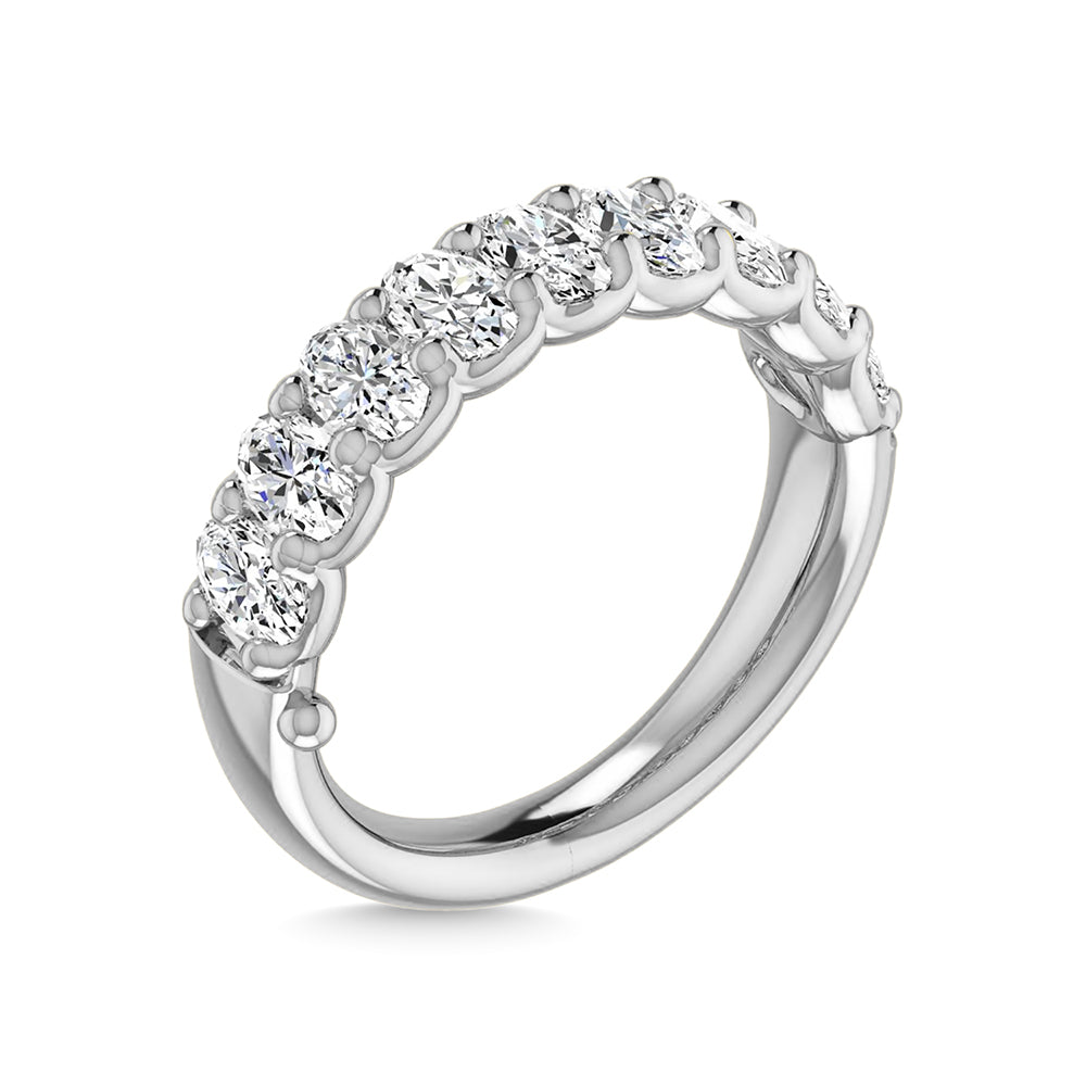 14K White Gold 1 Ct.Tw. Oval Shape Lab Grown Diamond Half Way Eternity Band
