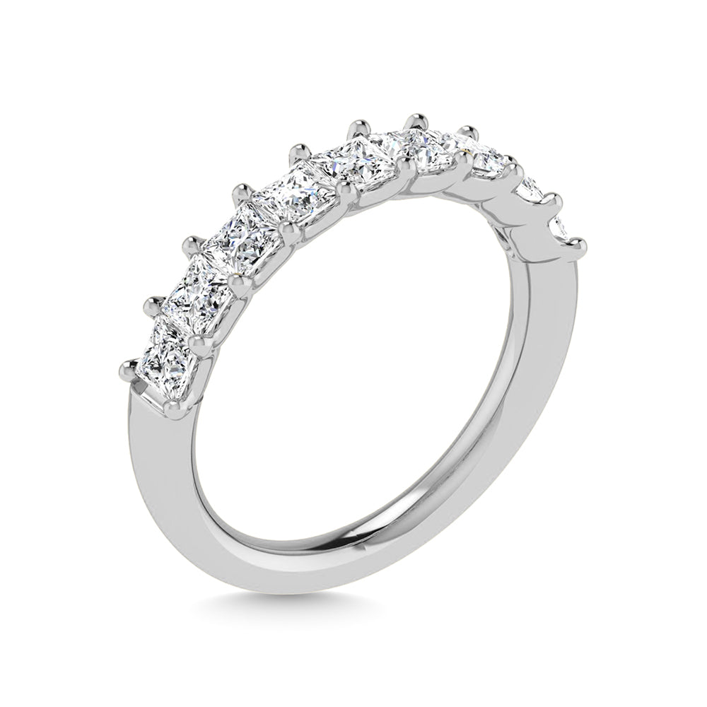 14K White Gold  1 Ct.Tw. Princess Shape Lab Grown Diamond Half Way Eternity Band