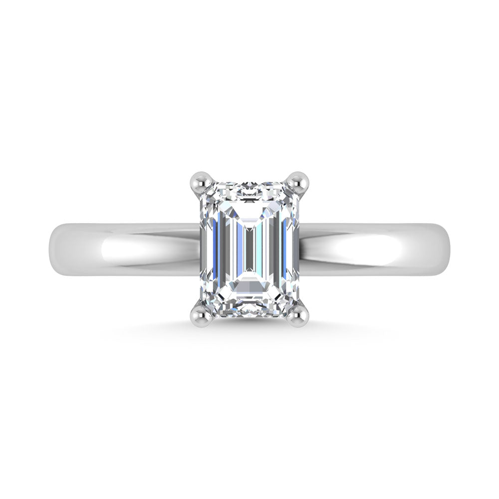 14K White Gold Lab Grown Diamond 1 Ct.Tw. IGI Certified Emerald Shape Solitaire (Available from 1CT to 7CT)