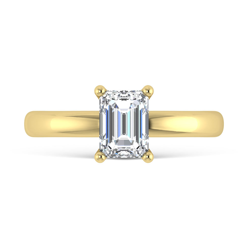 14K Yellow Gold Lab Grown Diamond 1 1/2 Ct.Tw. IGI Certified Emerald Shape Solitaire (Available from 1CT to 7CT)