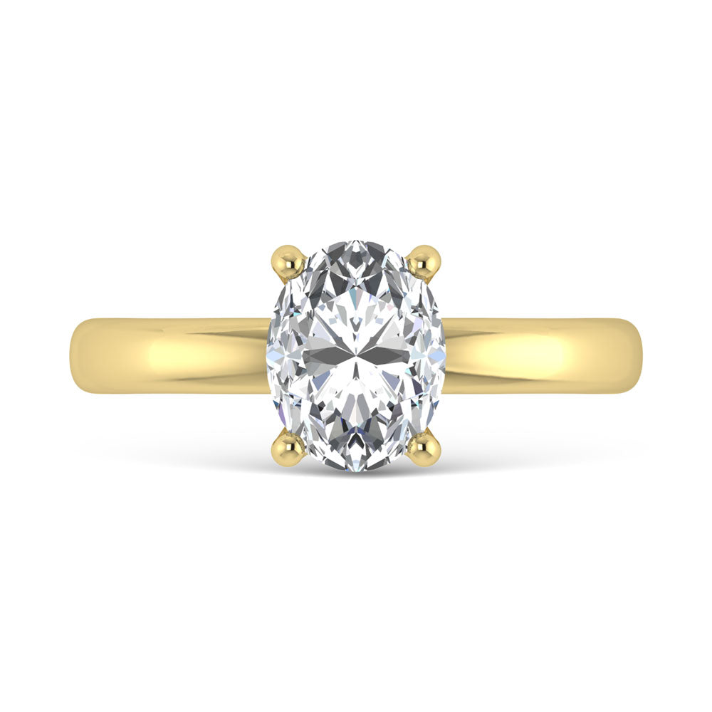 14K Yellow Gold Lab Grown Diamond 1 Ct.Tw. IGI Certified Oval Shape Solitaire (Available from 1CT to 7CT)